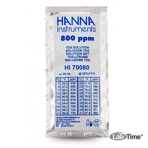 HI 70080C Раствор калибровочный 800 мг/л упак. 25 шт. по 20 мл c сертификатом